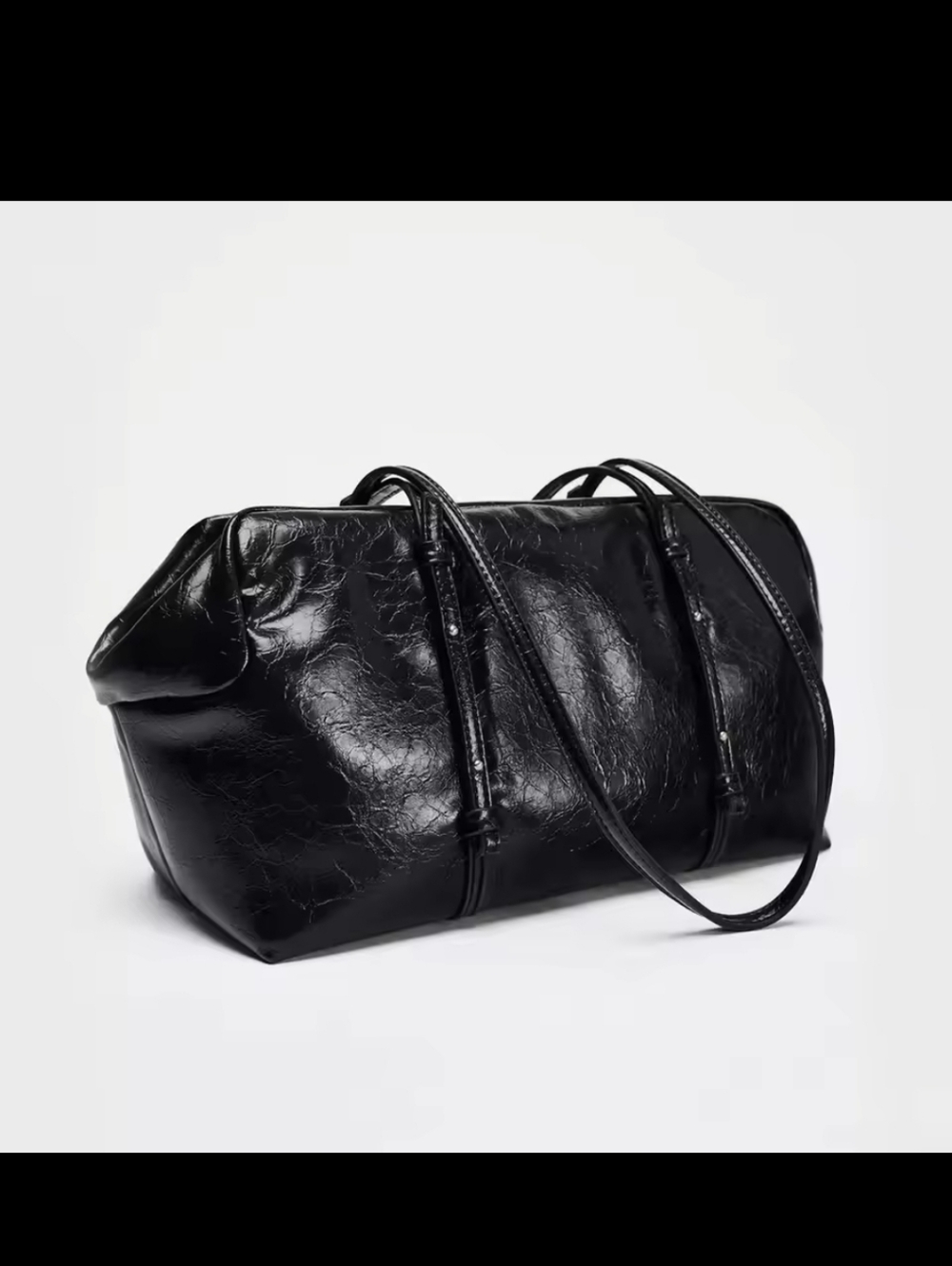 Zara Black PU Leather Large Capacity Shoulder Bag - Picture 3 of 11
